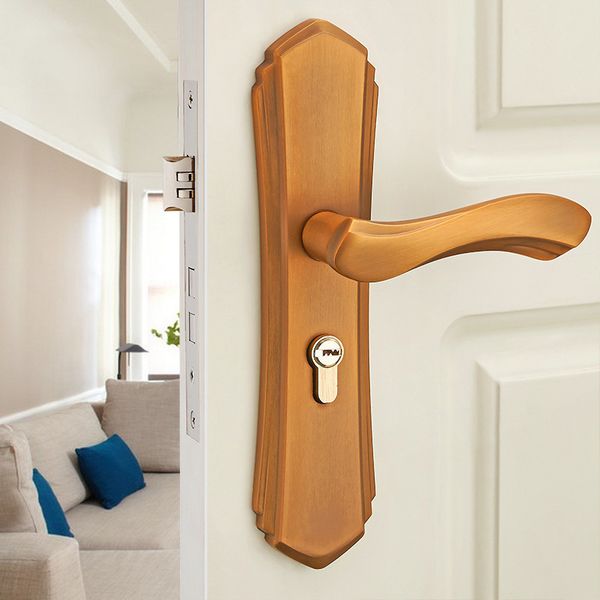 Aluminum Alloy Door Lock Solid Wood Door Handle Interior Bedroom