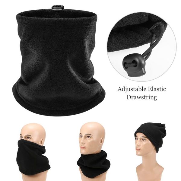 

3-in-1 neck gaiter face mask hat outdoor winter sports windproof uv protection thermal neck warmer mask beanie cap, Black