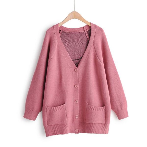 

осенью новый женский европейский и американский стиль v-образным вырезом с длинными рукавами рыхлый назад маленький слон кардиган свитер жен, White