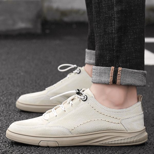 

мужская повседневная обувь из натуральной кожи на открытом воздухе зашнуровать коричневый черный человек модные кроссовки удобная мужская ст, Black