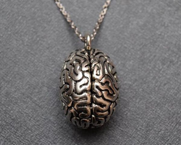 Modeschmuck Vintage Silber Gehirn Halskette Anatomie realistisches 3D-Gehirn Anhänger Halskette Schmuck guter Freund, Schlüsselbeinkette Geschenk 513