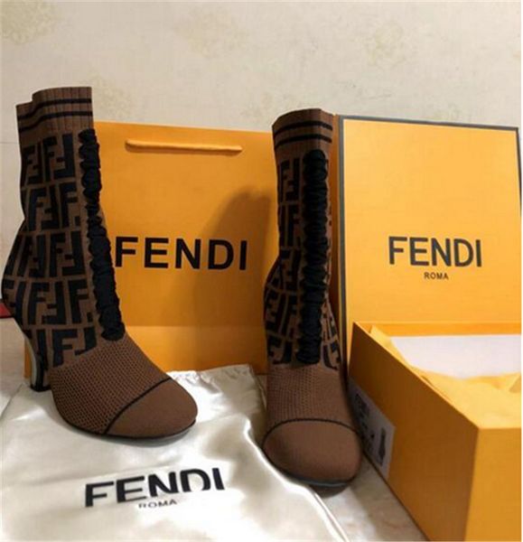 

2018 rockoko de igner women knitting ock boot pointed high heel f brand women thigh knee high boot breathable ela tic boot