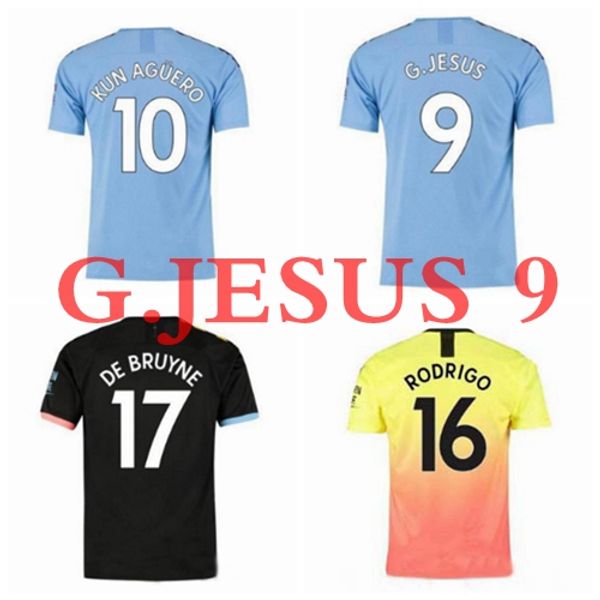 

thailand jesus de bruyne kun aguero 19 20 manchester soccer jersey city 2020 sane jesus jersey football shirt men+ kids kit sets uniform, Black;yellow