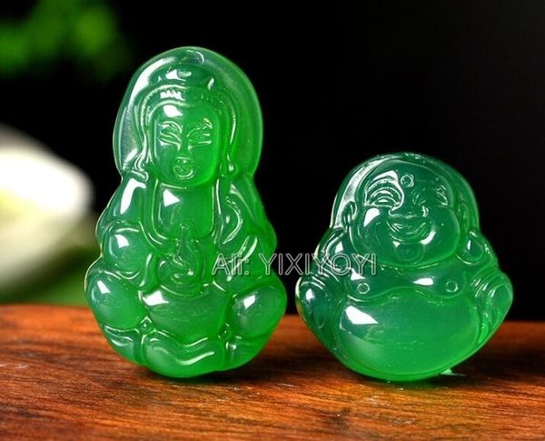 

красивые handwork natural green jade агатовые резные пар гуаньинь будды благословение лаки подвеска + веревка ожерелье изящных ювелирных изд, Silver