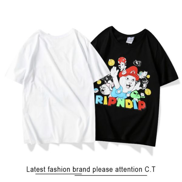 

20ss/ripdip mens luxury t-shirts italian designer brands t-shirt chaussures printing t-shirt platform wild kanye leggings tshirts size s-xxl, White;black