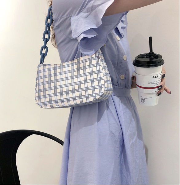 

female small bag grid simple style fashion bag women vintage messenger shoulder women's handbag summer 25ttyy