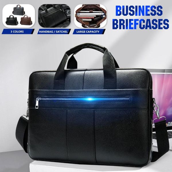 

men's briefcase vintage genuine leather business computer bag fashion messenger bags men shoulder bag postman male handbags 2020