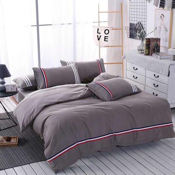 Silver Grey Brief Bedding Set 3 Polyester Duvet Cover Sets Single