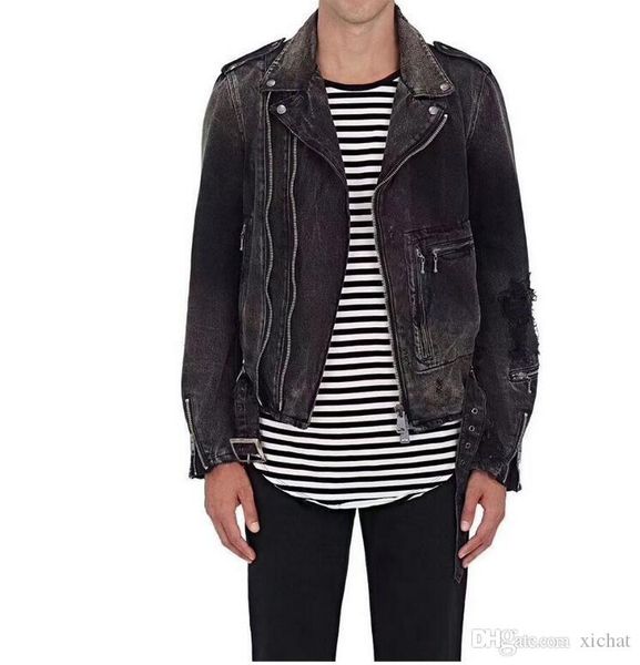 

2018 men's more zip denim jackt motorcycle biker denim jackets stand collar zipper jeans coat size m-4xxl, Black;brown