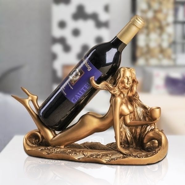 

beautiful girl wine rack resin wine holder red stand storage holders & racks for home decorations