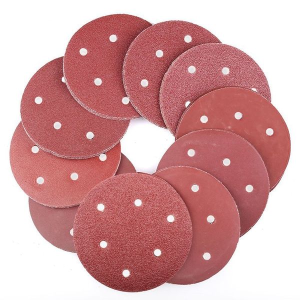 

5 inch 6-hole hook and loop sanding discs- 90pcs 40/60/80/100/120/180/240/320/400/800 grit assorted orbital sander round sandpap