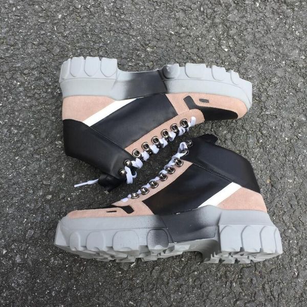 

high street genuine leather boots factory outlet persional fashion platform trainer boots, Black