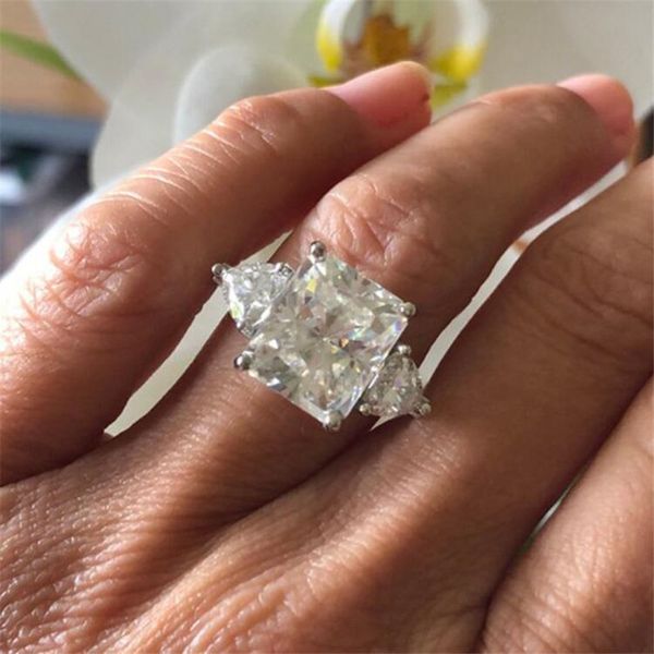 

choucong brand new shinning bling luxury jewelry 925 sterling silver princess cut big white z cz diamond ring women wedding ring gift, Slivery;golden