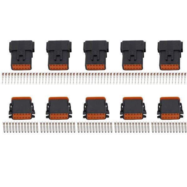 Preto 5 conjuntos de 12 pinos DT04-12P / DT06-12S Automóvel Automóveis Fio Elétrico Deutsch Connector Plug