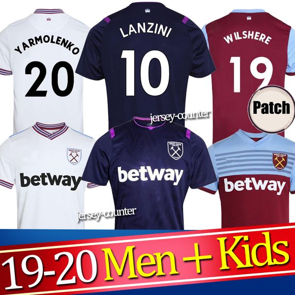 

thai 19 20 west soccer jersey ham united away third noble jerseys anderson arnautovic antonio football shirt uniforms kit men + kids, Black;yellow