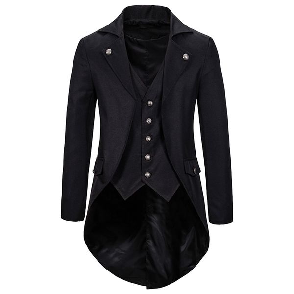 

vintage men suit tailcoat jacket gothic frock coat uniform tuxed costume praty outwear cosplay d91120, White;black