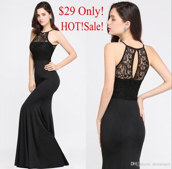 

keyhole backless mermaid prom dresses halter neck evening party gown long wed guest dress cps617, Black;red