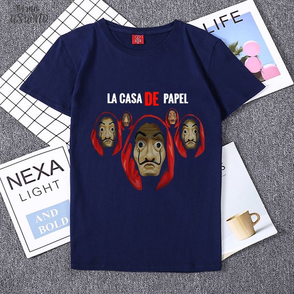 

design la casa de papel funny t shirt money heist tees tv women summer short sleeve house of paper, White