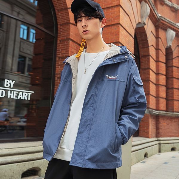 

paulkonte new autumn winter man jacket streetwear fashion hoody embroidery solid color zipper loose jacket men, Black;brown