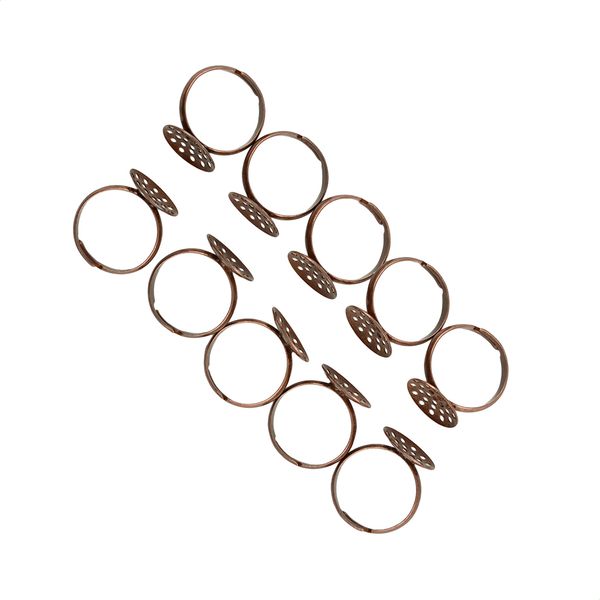 

10 pieces adjustable brass ring 20mm diy blank bezel base settings sewing tray vintage copper jewelry making, Golden;silver