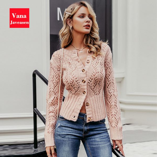 

vana javeasen hollow out crohect knitted cardigan sweater women winter lady sweater knitwear coats female outwear jumper 2019, White