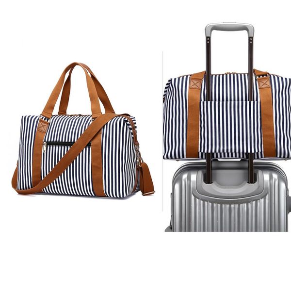 

navy stripe крупногабаритных холст вещевых мешки женщина мужчины путешествие багаж сумка
