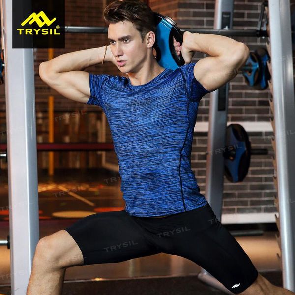 

quick-drying sports t-shirt men's tight-fitting fitness clothing high-elastic breathable wicking round neck short-sleeved shirt