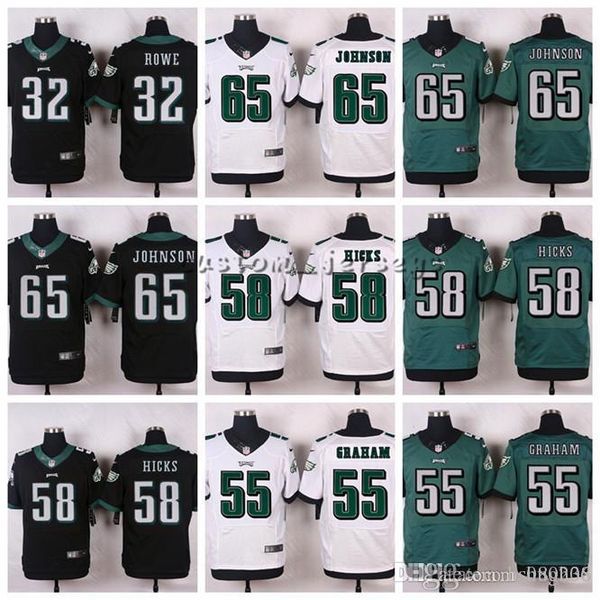 

philadelphia new eagles #65 lane johnson 58 hicks 55 brandon graham 43 darren sproles 32 eric rowe elite football, Black;blue
