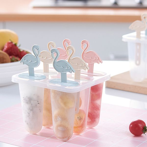 

4/6/8 pcs oval shape silicone flamingo summer ice cream mold popsicle molds ice tray cube tools frozen ice lolly maker holder
