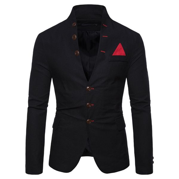 

male blazer mens slim fit casual blazer turn down neck suit jacket party solid single breasted business blazers masculinol301010, White;black