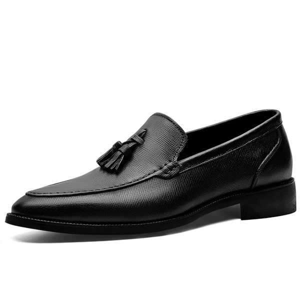 

genuine leather formal shoes men dress shoes fashion business oxford for men leather zapatos de hombre, Black