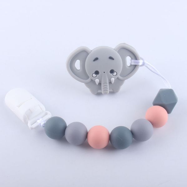 

2pcs/set cute elephant baby pacifiers and pacifier clip chain gift for newborn baby