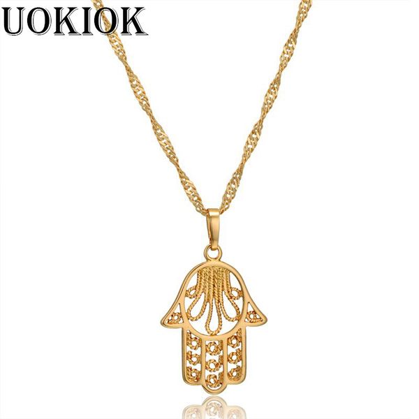 

hand of fatima pendant necklace gold color romantic love hamsa vintage chain jewelry men women gift, Silver