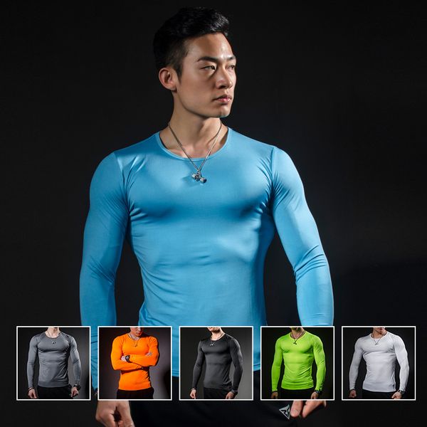 

long-sleeved fitness jacket men's sports running t-shirts training yoga clothes sweat tight swear workout shirt gym shirt men, Black;blue