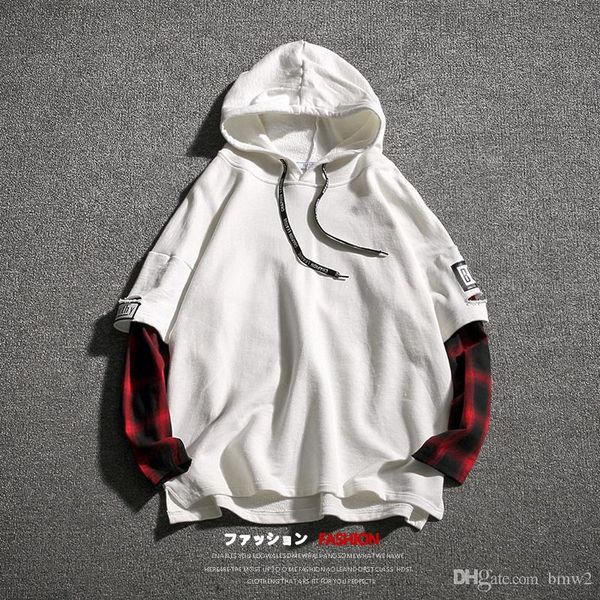 

fake two pieces men and women's hoody sweatshirts hooded pullover hip hop hoodies sweatshirts men/women hoody, Black