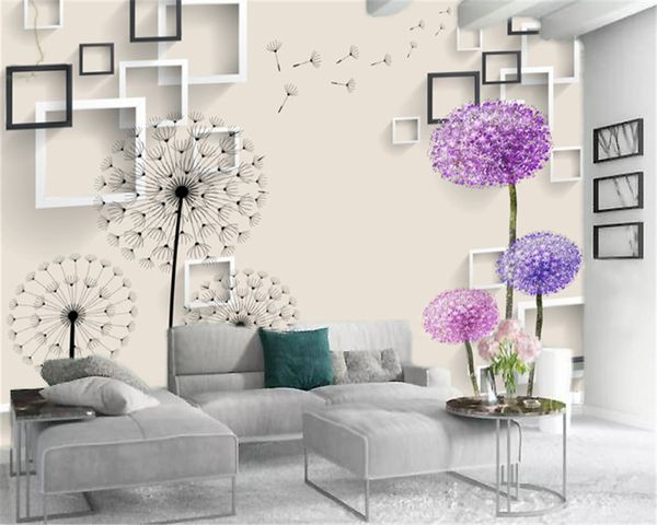 

3d обои гостиная красивый романтический одуванчик пользовательские hd красивые шелковые фрески обои