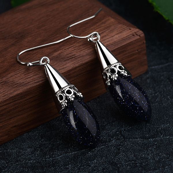 

euramerican luxury shiny sandstone earrings for women fashion unique dangle earrings wedding engagement jewelry brincos dropship, Silver