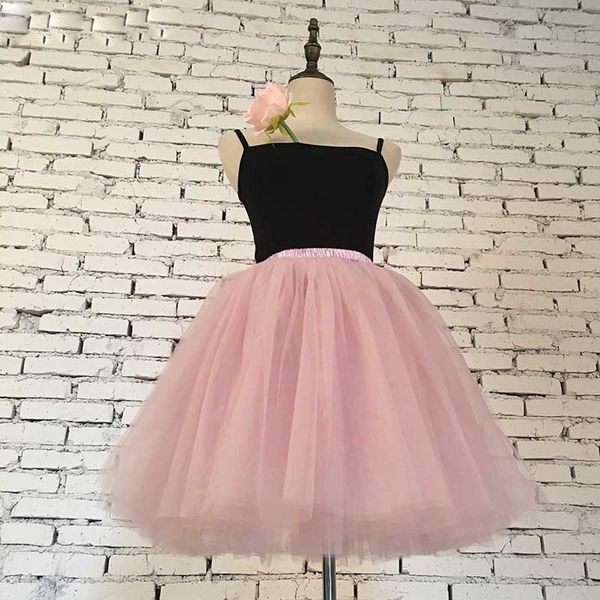 

women skirts womens 7 layers midi skirt fashion tutu skirts women ball gown party petticoat lolita faldas saia, Black