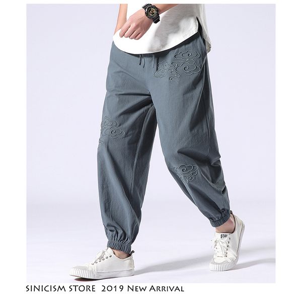 

sinicism store men streetwear joggers 2019 mens casual spring funny track sweatpants male hip hop cotton linen harem pants, Black