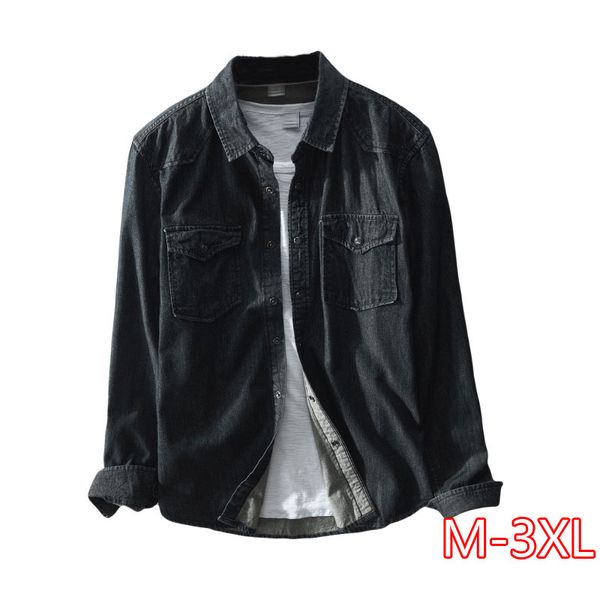 

2020 весной новый повседневный черный denim рубашка хлопок моды тонкий с длинным рукавом одежда мужская, White;black