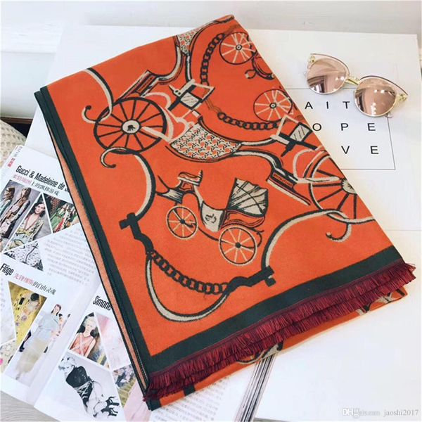 

шарф для женщин роскошный конный автомобиль узор кашемировый дизайнер толстые шарфы теплые длинные шарфы 3 цвета размер 180x70cm высокое кач, Blue;gray