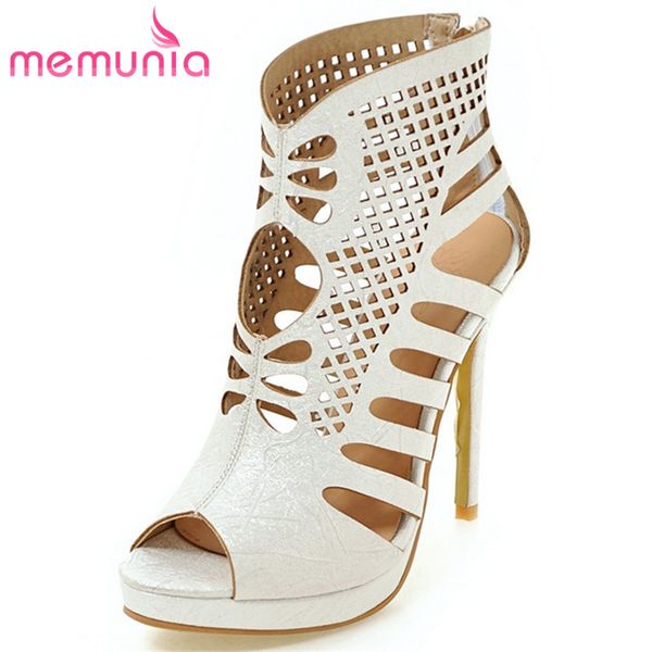 

memunia 2017 new arrive high help hollow out summer shoes fashion women high heels sandals ladies prom shoes, Black