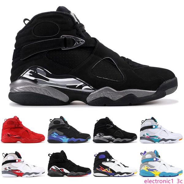 

ale basketball shoes 8s for mens valentines day south beach aqua chrome countdown pack playoff white aqua mens sports sneakers size 7-13, Black;green