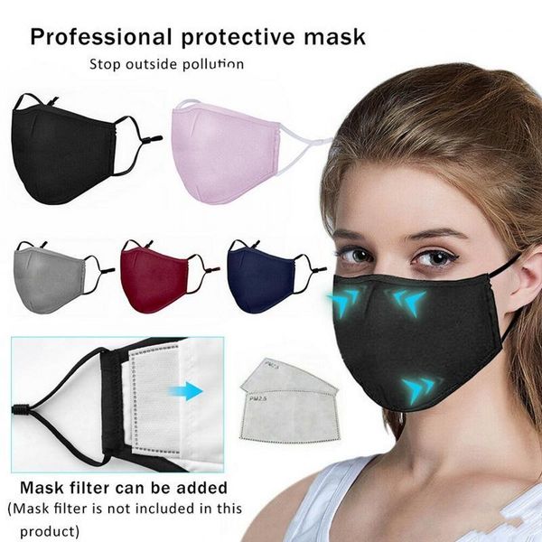 

US Stock DHL Cotton Fabric Washable Reusable Mouth Face Mask Anti PM2.5 Anti Dust Activated Carbon Filter Mask Windproof Face Mask FY9049