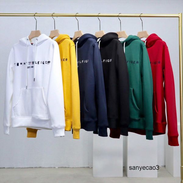 

tommy hilfiger мужские дизайнерские роскошные бренды дизайн th embroiderd письма щеткой свитер пуловер толстовки мужчины женщины открытый be, Black