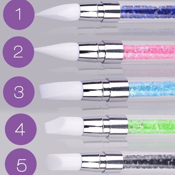 

nail art scultura penna pennelli in silicone morbido scultura del mestiere smalto strass maniglia nail art brush, Yellow