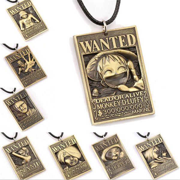 

hsic one piece necklace luffy zoro robin chopper warrant pendant necklace men women anime friendship collier hc11438, Silver