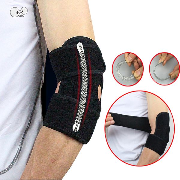 

2 pcs spring support adjustable elbow pads protector codera ciclismo brace for basketball gym tennis sports safety, Black;gray
