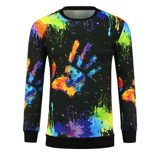 

feitong winter korean style men's long sleeve 3d printed hoodies men letter pullover sweatshirt tee blouse male sweatshirt, Black