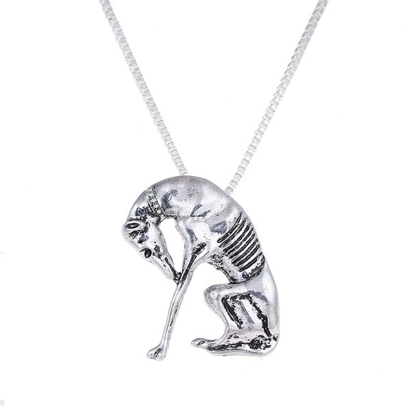 

antique silver thinking statue greyhound necklace dog pendant whippet necklaces choker halloween gift